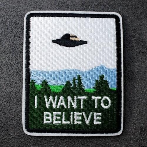UFO (Size7.6X9.7cm) DIY Cloth Iron On Badges Embroidered Applique Sewing Clothes Stickers Apparel Accessories