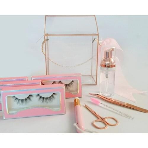 Eyelashes Bulk Items MakeupTool Mink lashes kit with lash shampoo cleanser clean brush Lash curler Lash tools Lash scissor kit