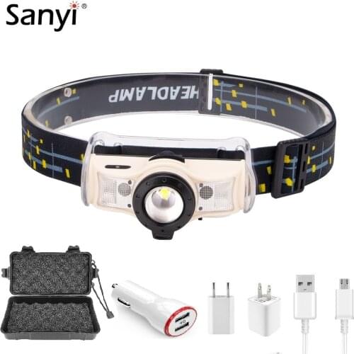 Portable L2 LED Headlamp Infrared Sensor Headlight Zoomable Focus Head Torch Night Light Built-in USB Charging 18650 Head Lamp