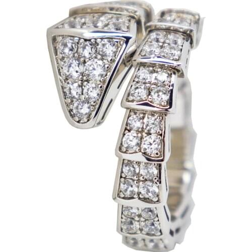 Luxury Snake Head Full Zircon Ring Personalized Open Index Finger snake-shaped Party Ring Snake Bone Ring for Women Men Jewelry