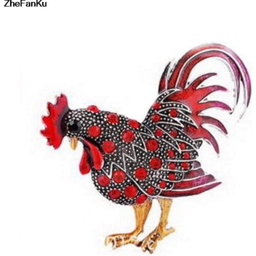Lucky Animal Rooster Cock Brooch Pin For Women Rhinestone Brooches Broches Fashion Jewelry Brooches Scarf Collar Pins