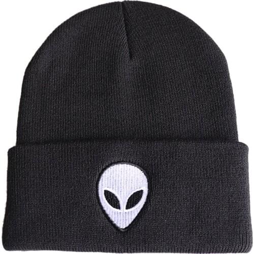 Cartoon Alien Embroidery Beanie Cap for Men Women Skiing Knitted Hat Casual Girls Boys Winter Warm Hats Unisex