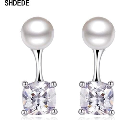 SHDEDE Women Stud Earrings 925 Sterling Silver Embellished With Crystals From Swarovski Korean Fashion Jewelry -WH10