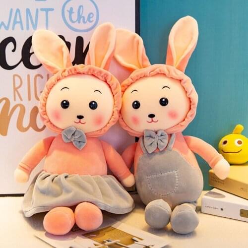 Lovely Soft Couple Rabbit Stuffed Dolls Cute Animals Kids Long Ear Bunny Rabbit Sleeping Cartoon Plush Toy Child Birthday Gift