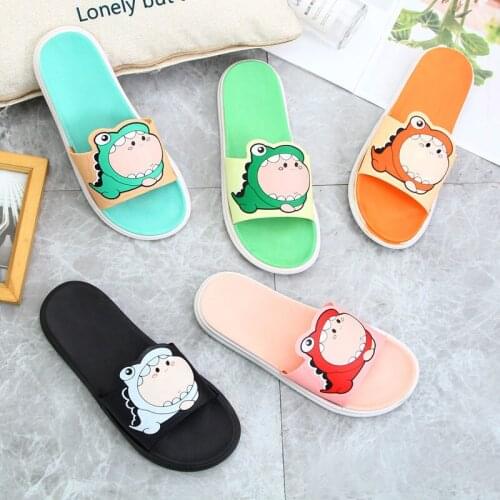 Home slippers female antiskid home students net red ins bedroom lovely cool female slippers to wear outside Lovely dinosaur
