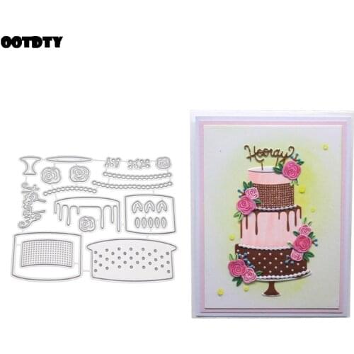 Birthday Cake Metal Cutting Dies Stencil DIY Scrapbooking Album Stamp Paper Card Embossing Crafts Decor