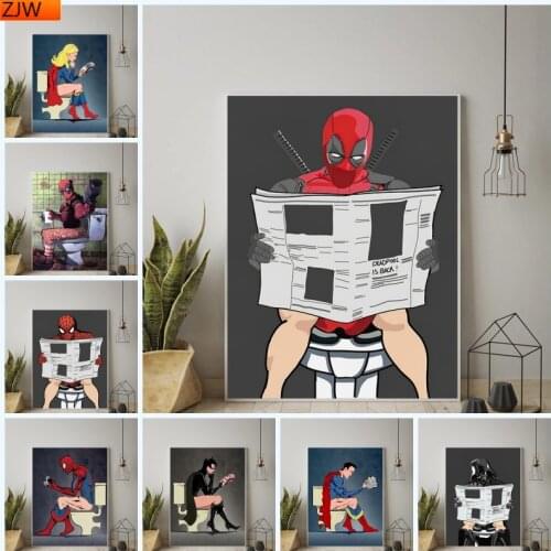Toilet Spider-Man Deadpool Reading Diamond Painting 5D Diamond Inlaid Diamond Embroidery Full Cross Stitch Kits for Home Decor