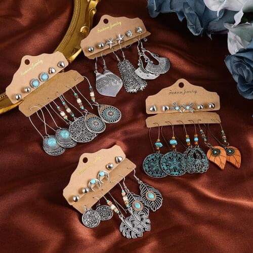 VKME Vintage Ethnic earrings set earrings for women 2020 earings fashion jewelry BOHEMIA Girls Everyday wear Party gifts