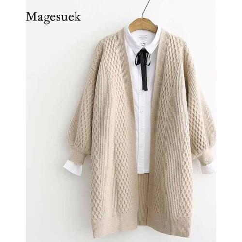 Autumn Winter Long Sleeve Open Stitch Loose Vintage Sweater Casual Long Sweater Cardigan Women Plus Size Knitted Sweater 10879