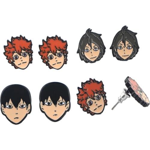 1 Pair Cartoon Anime Haikyuu!! Figure Stud Earrings for Women Girls Enamel Earrings Cosplay Props Fans Collection Gifts Toys