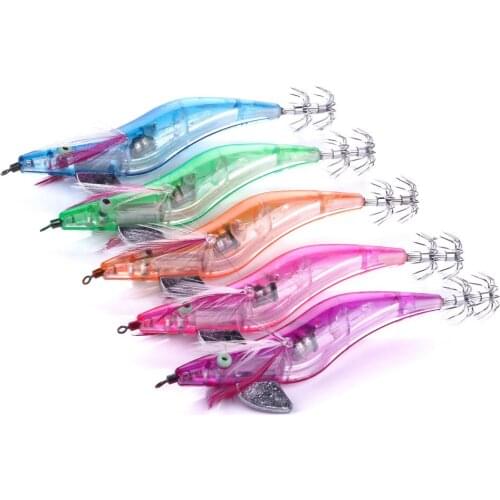 1PCS Squid Hook 10.5CM/15G Sea Fishing Lure Box Wood Shrimp Octopus Cuttlefish Bait Fishing Luminous Lure Tackle Pesca