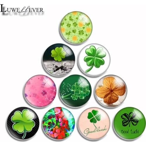 12mm 10mm 16mm 20mm 25mm 30mm 533 Clover Mix Round Glass Cabochon Jewelry Finding 18mm Snap Button Charm Bracelet