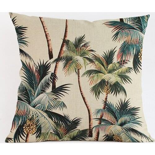 12 Models 3D Tropical Plants Tree Leaves Cushion Cover Artical Decor Sofa Pillowcase Retro Floral Chair Back Funda Cojin Covers