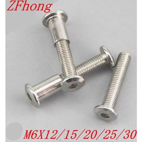 5sets/lot m6*12/15/20/25/30/35/40 Splint Nut Male-Female Snap Rivets Butt Set Screws with nut