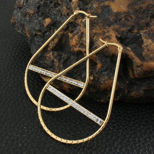 Free Shipping Gold Color Fashion Stainless Steel Jewelry Simple Hoop Earrings For Women Girl Gift EGAZAVAF
