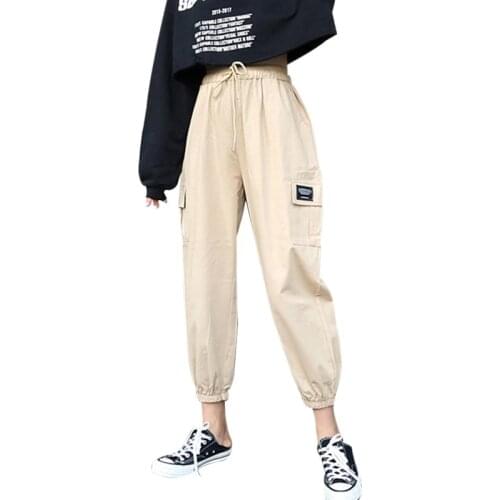Women pants 2020 spring summer fashion female solid high waist loose harem pant pencil trousers casual cargo pants streetwear