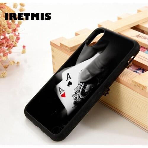 Iretmis 5 5S SE 6 6S Soft TPU Silicone phone case cover for iPhone 7 8 plus X Xs 11 Pro Max XR Pocket Aces Poker Holdem Cards