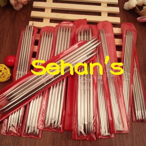 Free shipping Double-pointed Stainless Steel knitting needles 20cm 11 bags size 2.0-6.5mm for DIY crafts knitting needlework