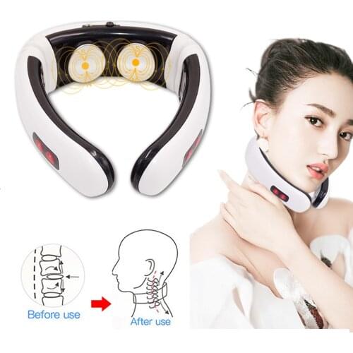 Electric Neck Massager Pulse Back 6 Modes Power Control Far Infrared Heating Pain Relief Tool Health Care Massage Device