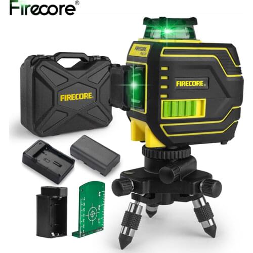 FIRECORE F94T-XG 12 Lines 3D Green Laser Level 360 Horizontal Vertical Cross Lines Auto Self-Leveling Suitcase Nivel láser
