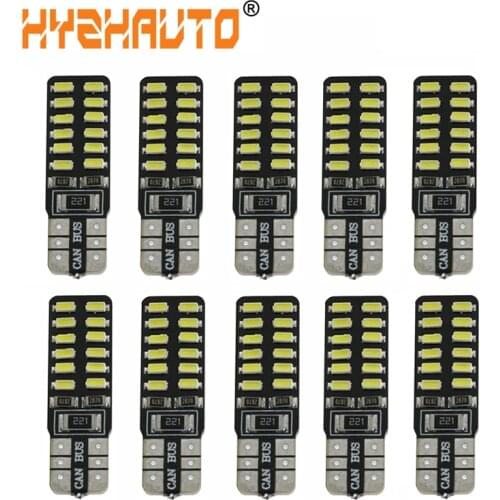 HYZHAUTO 10Pcs T10 W5W LED Canbus Bulbs Car Interior Dome Reading Lights White 3014 24-SMD 12V