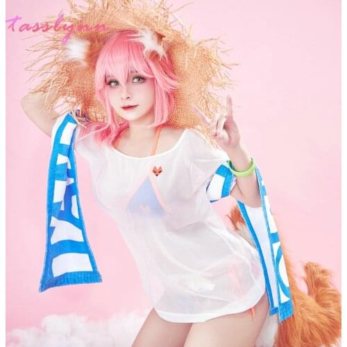 Game FGO Cosplay Costume Swimwear Tamamo No Mae Cosplay Sexy Swimsuit Anime Fate Extra Cosplay Swimwear for Women