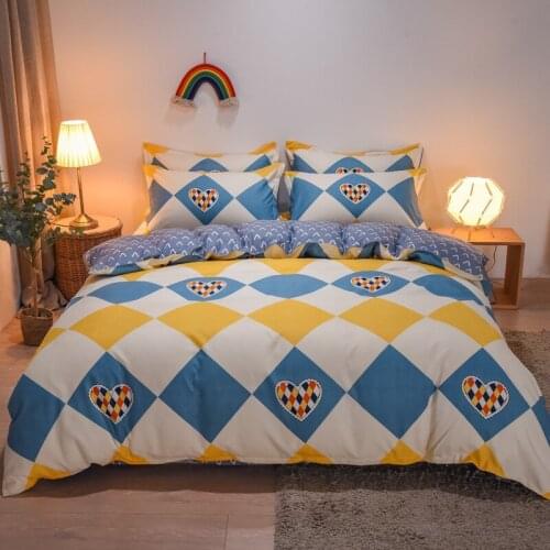 Quilt Cover Bed Sheet Pillow Case Thickened Cotton Wool Four Piece Set Cotton Three Piece Set Bed Sheet Quilt Cover Bedding
