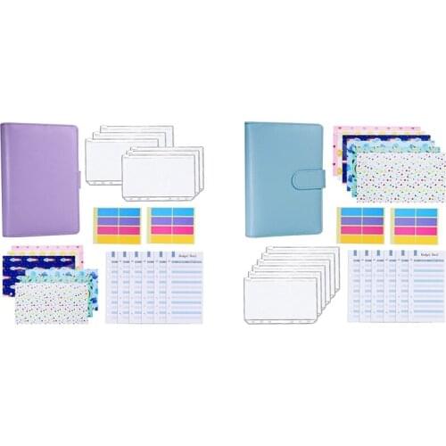 A6 Budget Binder 12 Patterns Budget Money Envelopes with 12 Expense Budget Sheets & Self-Adhesive Label