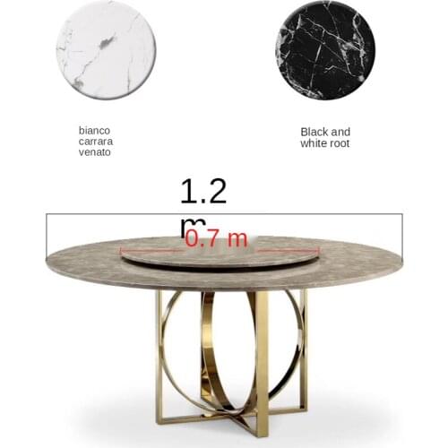 Dining table and chair combination round postmodern minimalist stainless steel Nordic household