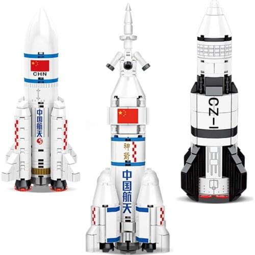 2021 Long March No. 1, No. 2, No. 5 China Rocket Launch Building Block Set Space Vehicle Model Assembly Building Block Toy