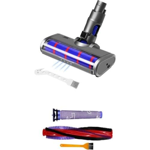 Roller Cleaner Head for Dyson V6 DC58 DC59 DC61 DC62 DC74 Attachment with LED Headlight & Rolling Brush Filter (225mm)
