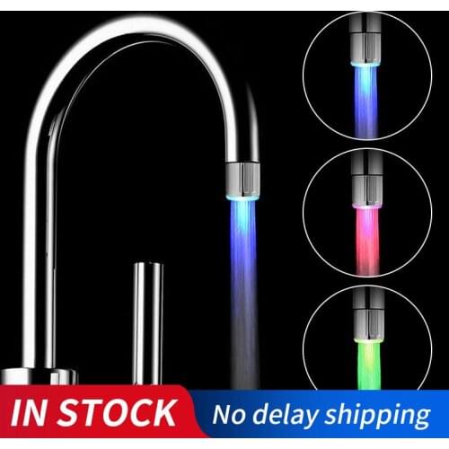 7 Colors RGB Changing Glow LED Water Faucet Stream Light Shower Tap Head Kitchen Pressure Sensor Bathroom Accessory