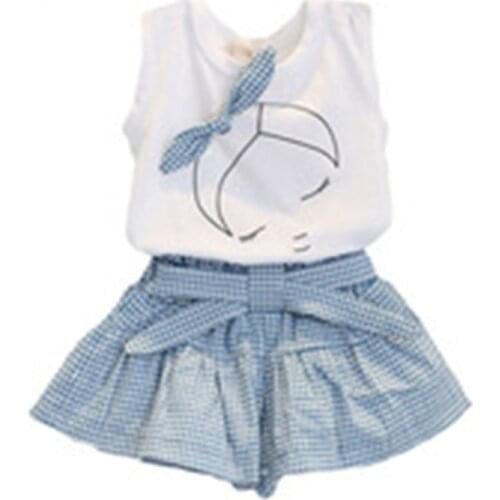 New 2016 summer baby girl clothing Sets fashion 100% Cotton print shortsleeve T-shirt and skirts girls clothes k1