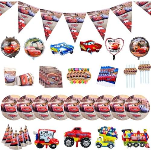 New Dinsey Cars Theme Party Disposable Tableware Lightning McQueen Birthday Party Plates Napkins Decoration Kids Favor Supplies