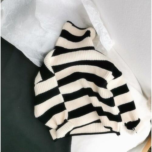 2021 new arrival girls boys striped knitted sweaters autumn fashion kids full sleeve pullover sweaters