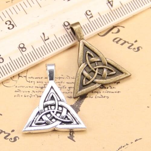 26pcs Charms For Jewelry Making amulet knot 28x24mm Antique Silver Plated Pendants DIY Handmake Tibetan Silver Bracelet Necklace