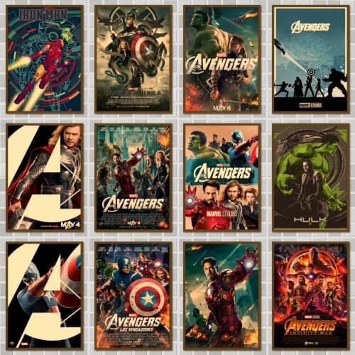Marvel THE AVENGERS 2012 Movie Poster Krafe Paper Prints Art Retro Painting Home Decor Wall Stickers For Kid Room Decor