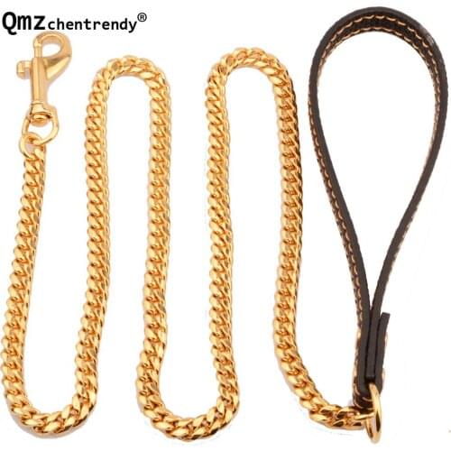 10mm 60cm/100cm Stainless Steel Slip Dog Collar Cuban Chain Dog Training Choke Collar Strong Traction Practical Chain Necklace