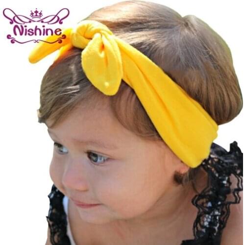 Nishine 1PCS New Headband Knot Tie Headwrap Kids Hairband Turban Photo Prop Stretchy Girls Hair Accessories
