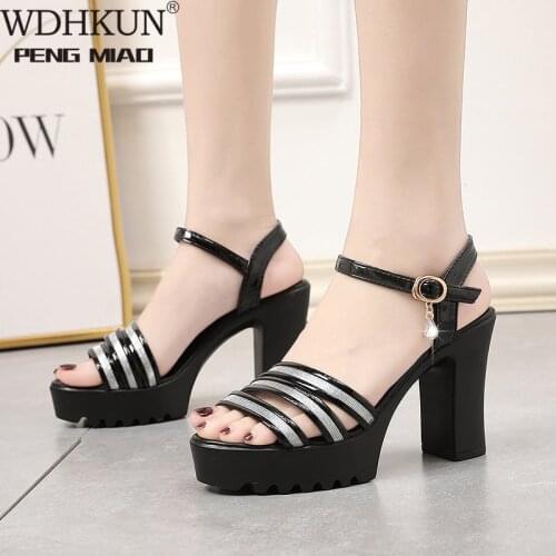 Shoes Woman Sandals High Heels Women Sandals Flat Casual Shoes Summer Sandals Women 2020 Summer Shoes Genuine Platform PU Solid