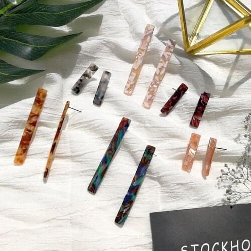 UJBOX Factory Wholesale Geometry Strips Acetic Acid Earring For Women Multicolor Acrylic Stud Earrings E061