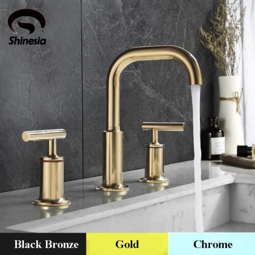 Shinesia Brass Bathtub Faucet Basin sink tap 3pcs Shower Bathroom Faucet Basin Faucet Hot&Cold Water Mixer Dual Handle Switch