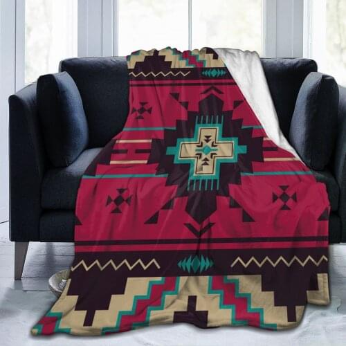 Unique Blanket to Family Friends Aztec Ethnic Pattern Durable Super Soft Comfortable for Home Gift Blanket