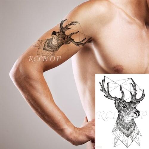Waterproof Temporary Tattoo Sticker Deer Antler Fashion Geomatic Fake Tatto Flash Tatoo Hand Arm Foot Art for Men Women