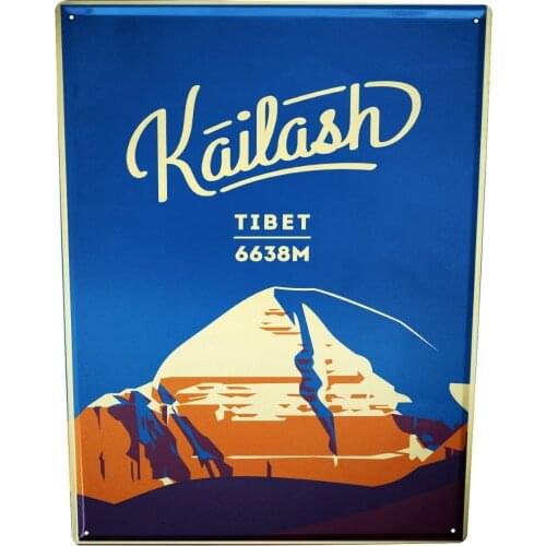 World Journey Mountain Kailash Tibet Poster Funny Sign Tin Art Wall Decor Vintage Aluminum Retro Metal Tin Sign 20x30cm