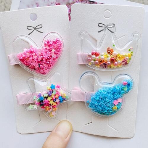 5pcs Shining Star Hair Clip Quicksand Kids Hair Clips for Girls Pin Barrettes Accessories Children Ornament Hairclip Headdress