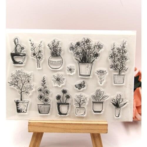 ZFPARTY Flower pot Transparent Clear Silicone Stamp/Seal for DIY scrapbooking/photo album Decorative clear stamp sheets