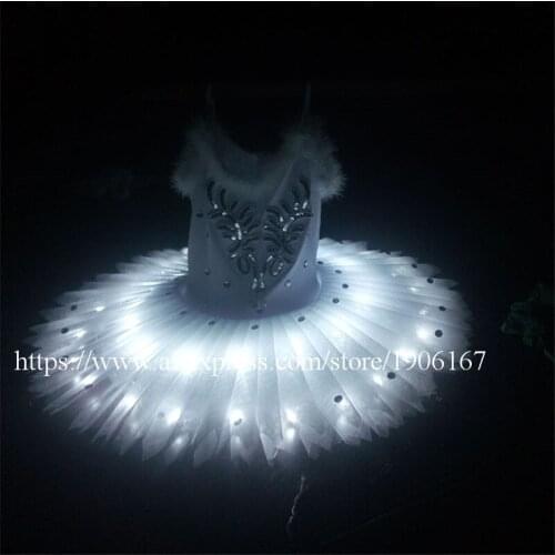 Newest Led Luminous Party Evening Ballet Dress LED Light Up Growing Stage Performance Illuminate Ballroom Costume