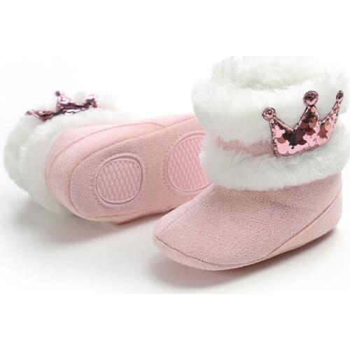 Princess Newborn Toddler Baby Girls Snow Boots Autumn Winter Warm Plush Ankle Shoes Christmas Shoes