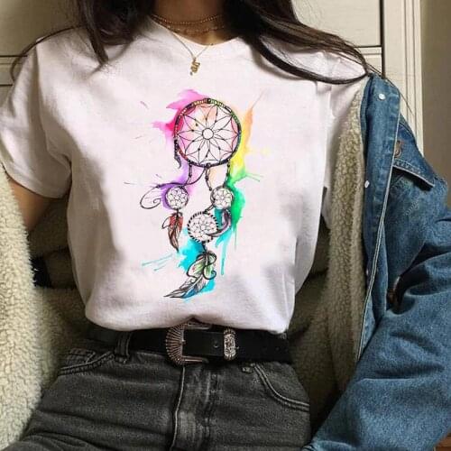 ZOGANKIN Women Clothes Lady Tees Dreamcatcher Graphic Printed Cute 90s Style Fashion Tops Female Summer Short Sleeve T Shirt